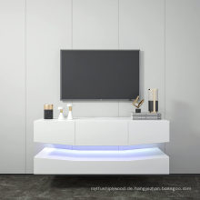 Schwebender wandmontierter TV-Ständer mit LED-Beleuchtung